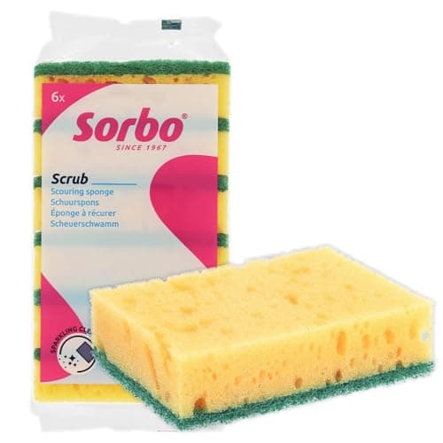 Image of Sorbo Large, Extra Strong, Scouring Sponges, Pack of 6, Super Durable and Long Lasting