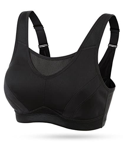 Image of WingsLove Women's High Impact Sports Bra High Support Wireless Adjustable Plus Size for Large Breasts Black