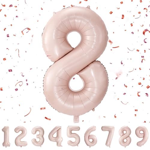 Image of Number 8 Balloons 8,Pink 8 Balloon 40 Inch Giant Helium Foil Number Balloons for Boys Girls Party Decor Birthday Anniversary Graduation Party Decorations Supplies