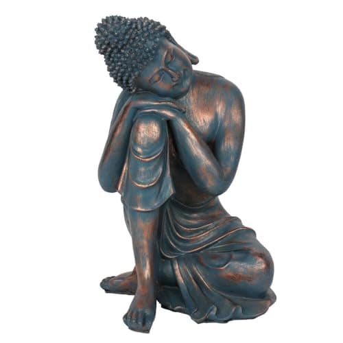 Image of Spirit of Equinox Stunning Blue Hands on Knee Buddha Statue - 35.5cm x 22.5cm (1 Pc.) - Unique & Tranquil Design, Premium Resin Decorative Art Piece - Perfect for Zen Home Decor