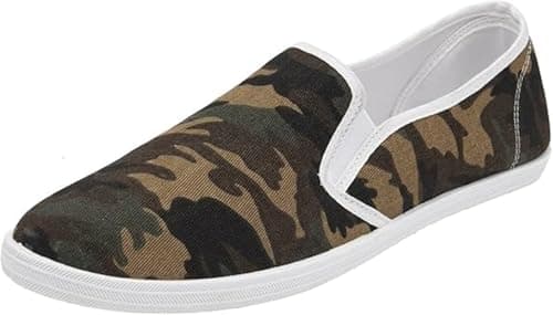 Image of Mens Slip on Canvas Summer Shoes (Camo Green, UK Footwear Size System, Adult, Men, Numeric, Medium, 8)