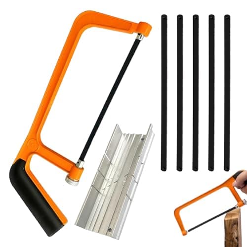 Image of 6 in Mini Hacksaw for Metal Cutting with Miter Block,Hack Saw to Cut Metal,150mm Thickened Hack Saw with 5 Manganese Steel Blade (Orange)