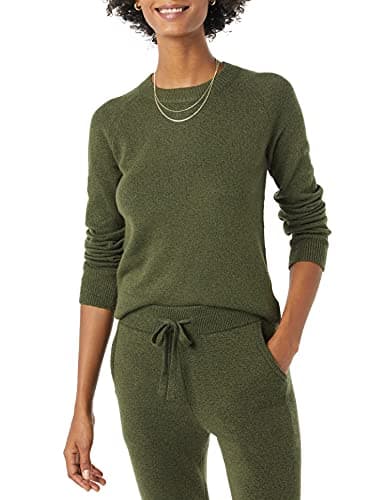 Image of Amazon Essentials Women's Classic-Fit Soft Touch Long-Sleeve Crewneck Sweater, Dark Olive, Medium