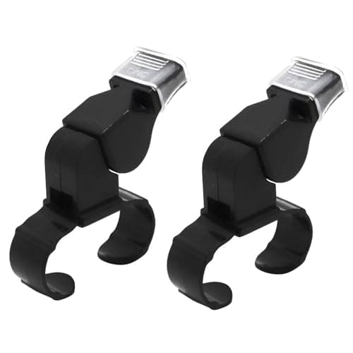 Image of Lechisenop 2 Pcs Netball Whistle Handheld Whistle, Black Plastic Finger Grip Whistles Sports, Portable Emergency Reusable Referee Whistle Teacher Whistle Loud Crisp Sound