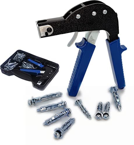 Image of TOPWAY Wall Anchor Setting Tool Kit 72Pcs, Steel Metal Plasterboard Cavity Hollow Wall Fixings Screws Anchors Plugs Assortment Set 405504