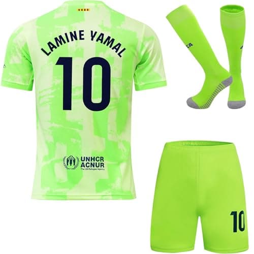 Image of Soft Gardin Third 24/25 No #10 Football Kids Jersey Shorts Socks Gift Set Youth Sizes (Green, 30)