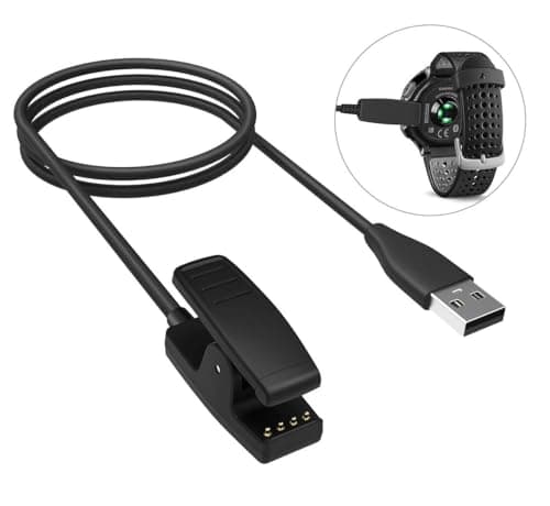 Image of INF Charging cable compatible with Garmin Forerunner 235, 735XT, 630, 645, 230, Vivomove HR and Approach S20 / charger with clip holder, integrated overvoltage protection and overcurrent protection
