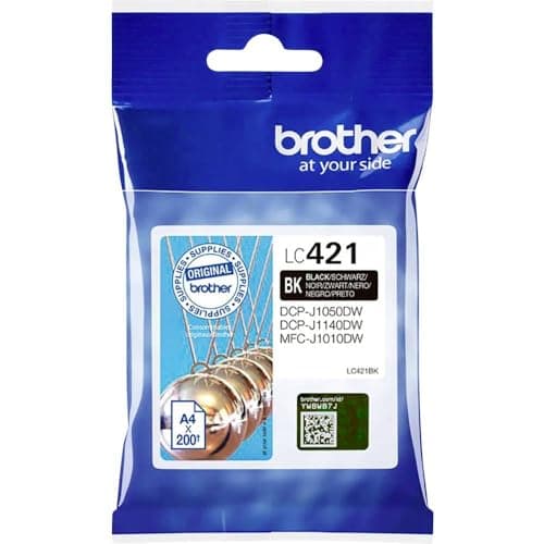 Image of Brother LC-421BK Inkjet Cartridge, Black, Single Pack, includes 1 x Inkjet Cartridge, Genuine Supplies