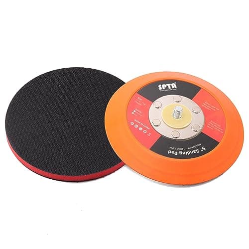 Image of SPTA 5"(125mm) Backing Pad Hook and Loop Backing Plate 5/16"-24 Thread DA Air Random Orbital Sander/Polisher Backing Pad with 5" Interface Cushion Pad for Sanding Finishing Polishing Buffing
