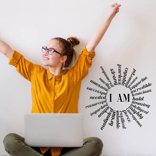 Image of SUPERDANT Motivational Wall Sticker Black Inspirational Wall Decals Inspirational Quotes Peel and Stick Vinyl Art Decor Positive Wallpaper Decals for Livingroom Bedroom Nursery Offices Decor