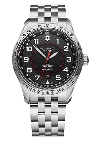 Image of Victorinox Men’s Watch Automatic AirBoss Mechanical, Ø 42 mm, Swiss Made, Water-Resistant up to 100 m, Sapphire Glass, Stainless Steel Strap, Black/Silver