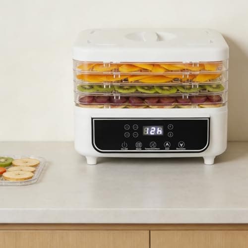 Image of ROMYIX Dehydrator Food Dryer 160W 5-Tray Food Dehydrato Machine with 360° Hot Air Circulation, Adjustable Temp 35-70°C & 72H Timer, LED Digital Display, BPA-Free, Includes 5 Sealed Bags