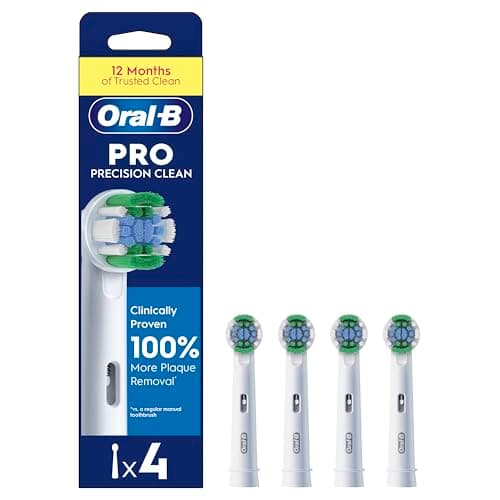 Image of Oral-B Pro Precision Clean Electric Toothbrush Head, X-Shape And Angled Bristles for Deeper Plaque Removal, Pack of 4 Toothbrush Heads, White