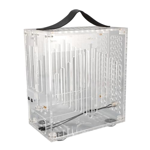 Image of ITX Computer Case, Portable Mini Tower Computer Chassis, Transparent Acrylic Panel for Mini ITX Motherboards of 170 * 170mm, 190mm Graphics Card Length, 230x205x120mm (Transparent)