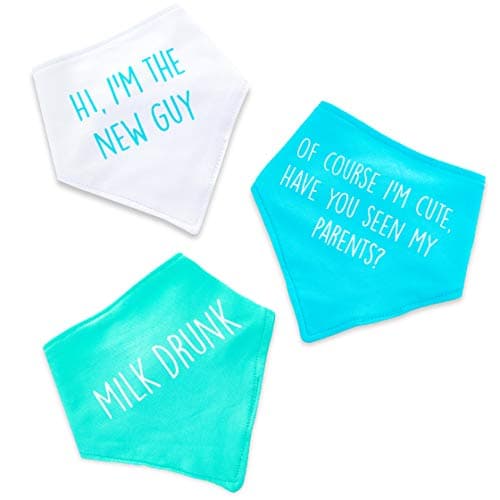 Image of Sass Party & Gifts Baby Girl Premium Bandana Bibs Gift Set - Unique Baby Shower Or Newborn Gift - Pack Of 3 Bibs With Cute Quotes (Baby Boys) Multicoloured