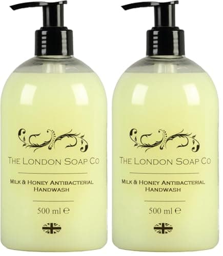 Image of London Soap Milk & Honey Antibacterial Hand Wash, Luxury Scented Liquid Hand Soap - Antibacterial Handwash - Effective Germ-Killing Hand Soap - Soft on Skin, 500ml (Pack of 2)