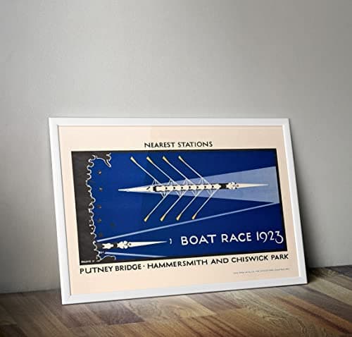 Image of RPW Roystone Print Works Vintage London Underground 'The Boat Race', 1923, Reproduction Art Deco English Travel Poster (A4)