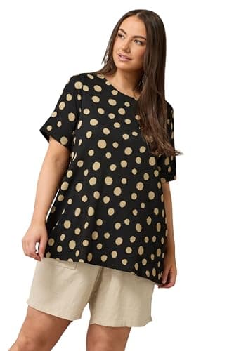 Image of EVANS Curve Crepe Spot Print Top - Women's - Plus Size Curve Black