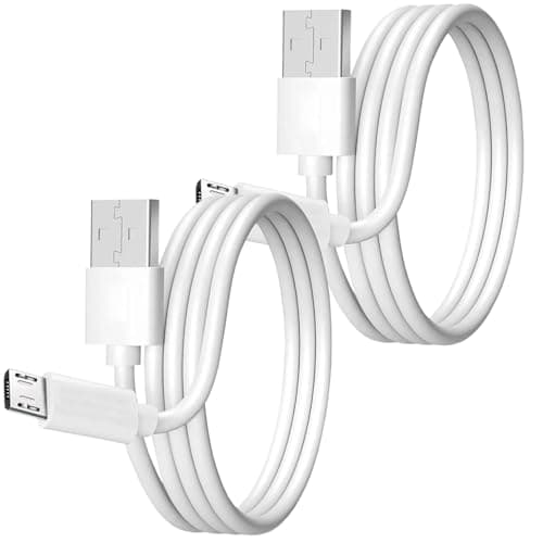 Image of Iedahcit Packaging High-Speed Micro USB Cable, 2-Pack, 1m White Charging Cord compatible with Samsung, LG, Sony, HTC, Motorola, Kindle, Surge Protection PACK OF 2