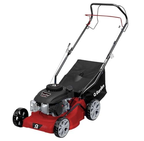 Image of Q Garden QG40-145SP Self Propelled 4 Wheel Petrol Lawnmower with 7 Cutting Heights, Small To Medium Lawns, 40cm Cutting Width and 45L Collection Bag - 1 Year Guarantee