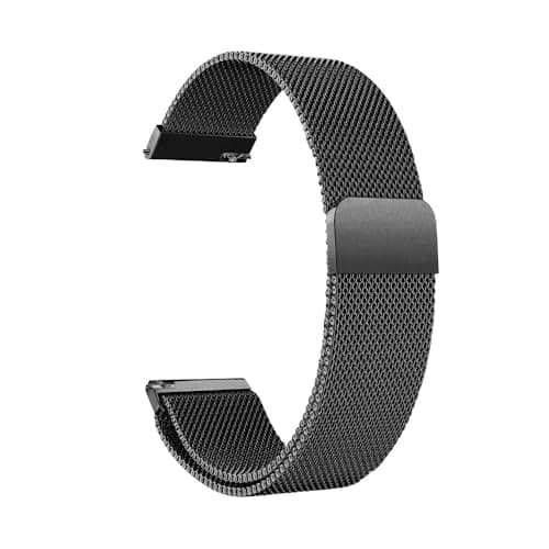 Image of NoveltyThunder Compatible with Reflex Active Series 4/5/6/7/9/10/12/13/14/15//17/23/31/40/42/44 Strap Mesh Metal Magnetic Stainless Steel Replacement Band 20mm (Black)