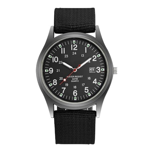 Image of Kasoud Men's Minimalist Military Analogue Quartz Date Watch - 24H Black