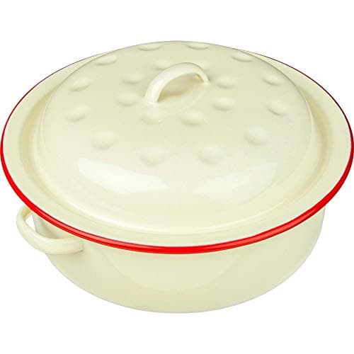 Image of New Falcon Enamel Round Roaster Cream with Red Trim 20cm