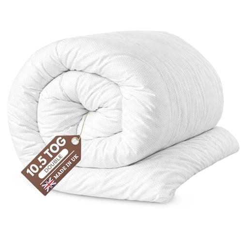 Image of Quality Beddings Double Duvet 10.5 Tog | Breathable Duvets for All Year Round Comfort | Anti-allergy Duvet Double with Hollowfibre Filling | Hypoallergenic UK-Made Quilt (Double, 200x200cm)