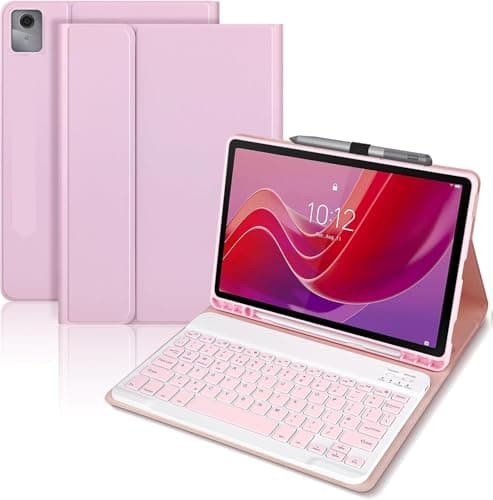 Image of For Lenovo Tablet M11 Case with Keyboard 11 inch 2024, Detachable Bluetooth [UK layout] Keyboard for Lenovo M11 Tablet 11 inch (TB330FU/TB330XU), Pink