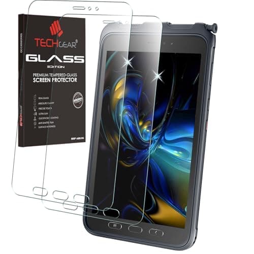 Image of TECHGEAR Galaxy Tab Active 3 8" 2 Pack of GLASS Edition SM-T570 / T575 / T577 Tempered Glass Screen Protectors [9H] [HD Clarity] [Scratch-Resistant] Designed For Samsung Galaxy Tab Active 3