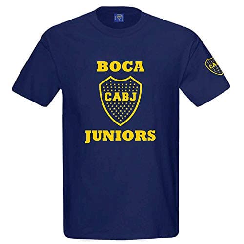 Image of Boca Juniors CABJ Official Crest T-Shirt (100% Cotton in Adult Sizes S to 3XL) (Large) Navy Blue