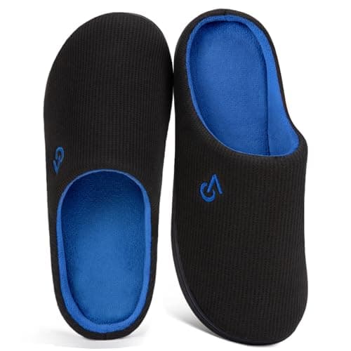 Image of VeraCosy Men's Two-Tone Memory Foam Slippers Blue,6-7 UK