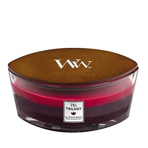 Image of WoodWick Ellipse Trilogy Scented Candle | Sun Ripened Berries | with Crackling Wick | Burn Time: Up to 50 Hours