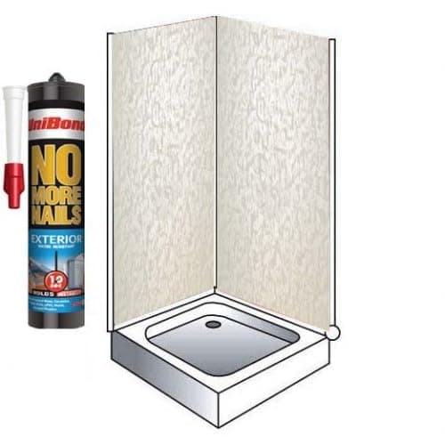 Image of Pearlescent White Shower Wall Panels Kit 1m x 2.4m x 10mm Waterproof Easy to Install PVC Wall Panels 2 Sided Cubicle
