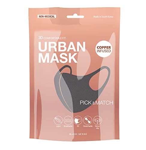 Image of Basic Sense Copper Infused Washable Reusable plain Face Coverings Masks Made in South Korea (Dark Grey)