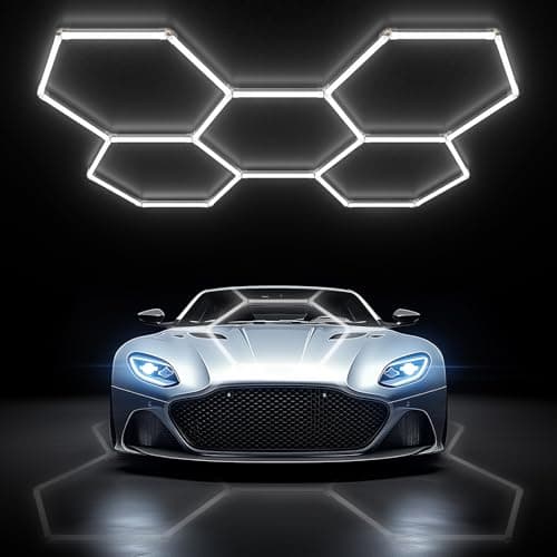 Image of Gonengo Hexagon LED Garage Light - Package 25 Upgrade, 6500K Super Bright Auto Repair Ceiling LED Garage Light for Warehouses, Workshops, Gymnasiums, Basements, Auto Detail Car Washes