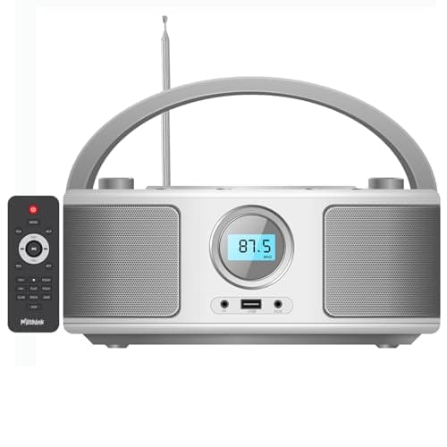 Image of Portable CD Player Boombox with FM Radio - Bluetooth, Remote Control, USB, Headphone Jack, AUX-in, Stereo Sound Speakers for Home, Office, Gift