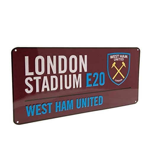 Image of West Ham United FC Official Claret Metal Street Sign, One Size