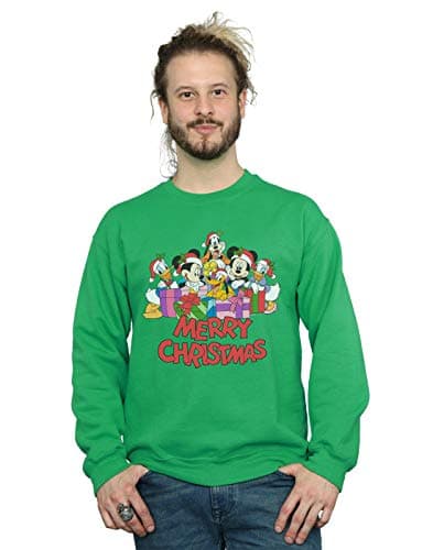 Image of Disney Men's Mickey Mouse And Friends Christmas Sweatshirt Irish Green Small