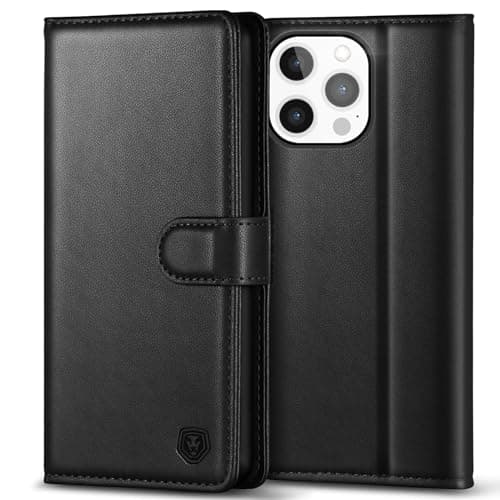 Image of Kuafcase Compatible for iPhone 13 Pro Case with 4 Card Slots Magnetic Closure Kickstand Shockproof Protective Phone Case Compatible for iPhone 13 Pro - Black