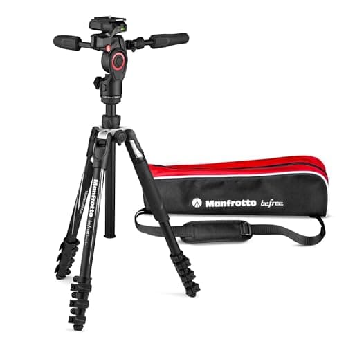 Image of Manfrotto Befree Advanced 3-Way Tripod Kit, Tripod and Fluid Head in Aluminium for Cameras and Camcorders up to 6 kg, Ultra-Compact, Photo Accessories for DSLR, CSC, Mirrorless, Photo and Video