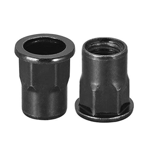 Image of sourcing map M10 Rivet Nuts, Thread Half Hexagonal Carbon Steel Zinc-Plated Flat Head Threaded Insert Nut Black 50Pcs