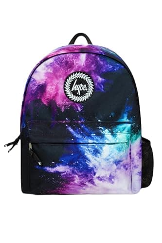 Image of hype Boys Backpack, Black, Purple & Teal Dust Iconic Bag, School Bag for Kids, Comfortable Rucksack with Bottle Holder, 3 Storage Compartments, Padded, Adjustable Straps & Grab Handle
