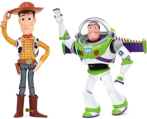 Image of Disney Store Official Buzz Lightyear and Sheriff Woody Interactive Talking Action Figures, Pixar's Toy Story, Featuring 15+ English Phrases, Interact with Other Characters, Ages 3+