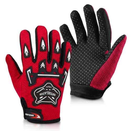 Image of QESSUVNC Motorcycle Gloves,Cycling Glove Breathable Dirtbike Glove for ATV MTB Motocross Racing 9 x 4 inches/23 x 9 cm (Red)