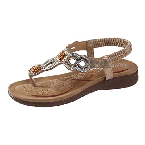 Image of Generisch Sandals Women's Orthopaedic Sandals 2026 Casual Flat Roman Shoes & Roman Comfortable Women's Sandals with Heel - Summer Fashion Elegant Comfortable Summer Shoes for Women, L Rose Gold, 8.5