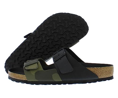 Image of Birkenstock Men's Arizona Split Sandals, Black/Camo Green, 9 UK