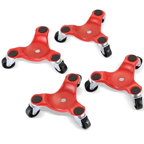 Image of DASBET 4 Pack Steel Tri-Dolly Set 3 Wheel Furniture Mover Dolly with 360°Casters Heavy Duty Furniture Mover 800lbs Load Capacity for Moving Cabinet Appliances