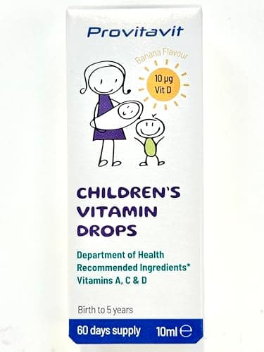 Image of Provitavit Children's Vitamin Drops - NHS Recommended Vitamins A, C and D for Children with the Required 10 microgram (400IU) Level of Vitamin D. Supports Healthy Bones, Teeth and Immune System.