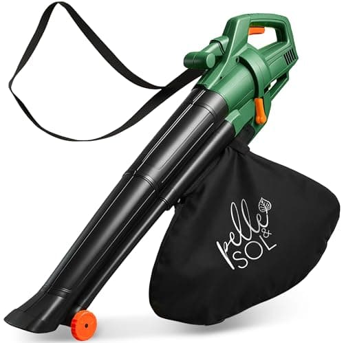 Image of Pelle & Sol 3300W Corded Leaf Blower and Vacuum - 3-in-1 Garden Vacuum, Leaf Mulcher & Garden Hoover - Includes 45L Collection Bag, 12m Cable, Wheels & Strap - Lawn Sweeper, Patio & Driveway Clearing